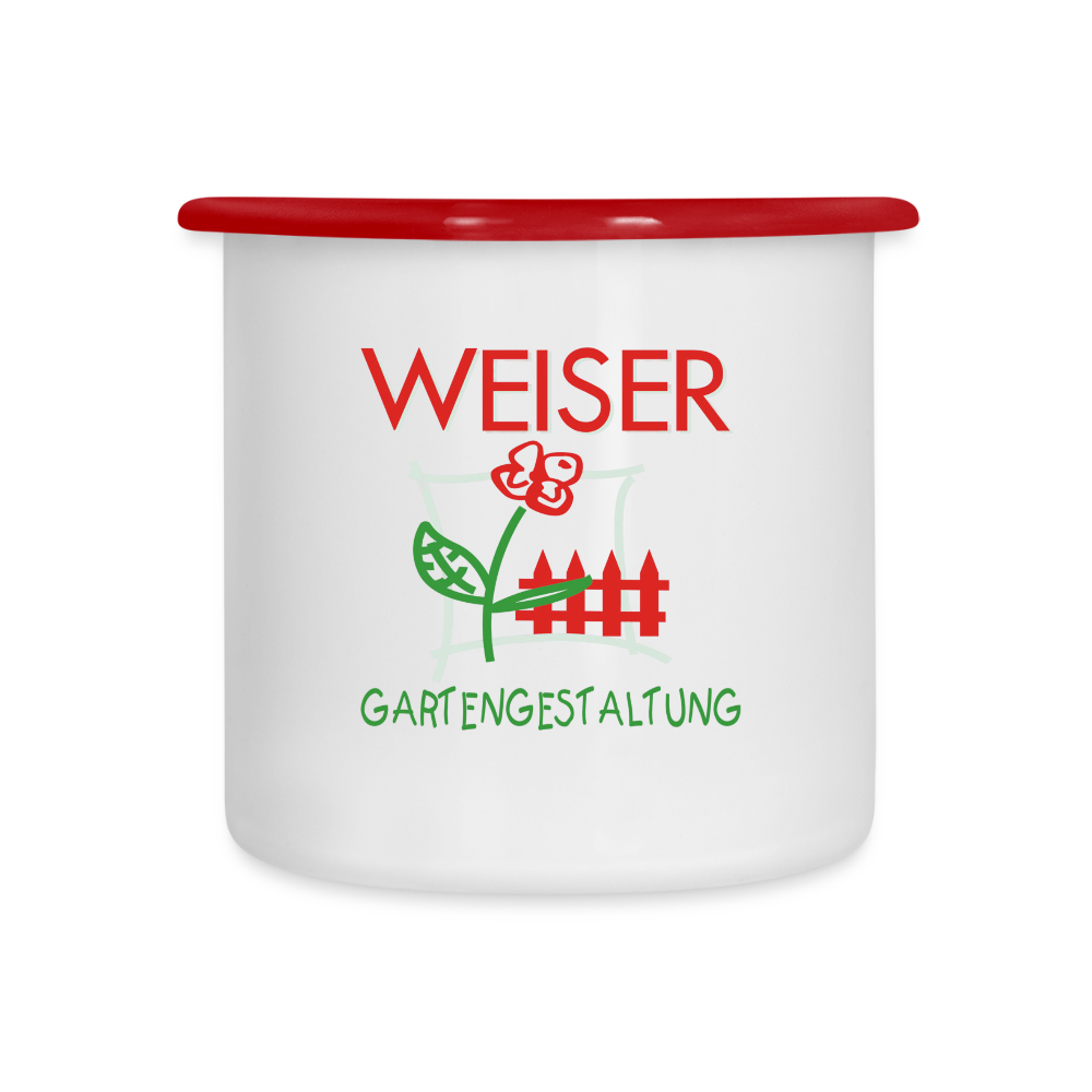 Emaille-Tasse WEISER - Weiß/Rot