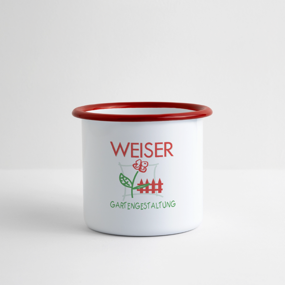 Emaille-Tasse WEISER - Weiß/Rot
