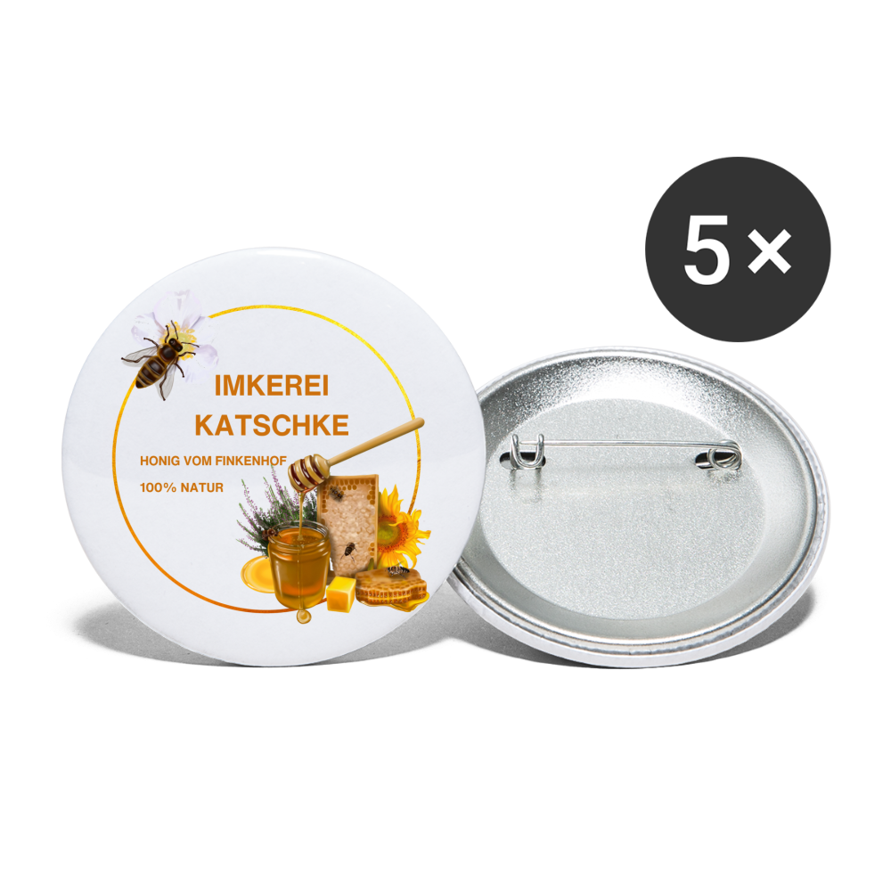 Buttons mittel 32 mm (5er Pack) Katschke Sonderanfertigung - Weiß