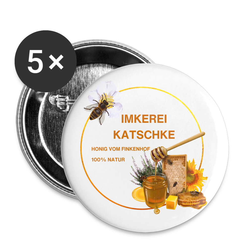 Buttons mittel 32 mm (5er Pack) Katschke Sonderanfertigung - Weiß